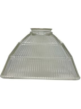 Vintage 70s Prismatic Glass Ceiling Light Shade Square Pyramid Ribbed